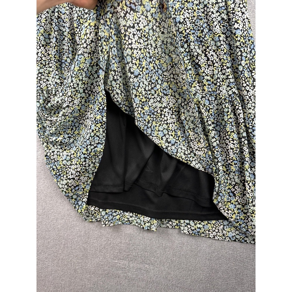 Versona Dress Womens Medium Green Multi Floral Long Sleeve Tiered Swing NWT - Picture 6 of 9